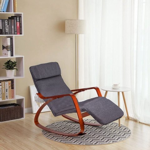 Fotel Bujany Regulowany Podnóżek Drewniane Ramiona Modernhome