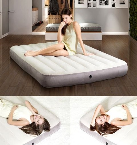 Materac Welurowy Do Spania Dwuosobowy Dmuchany 203x152 Cm Intex 64103