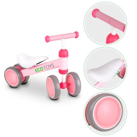 Rowerek Biegowy Treningowy Mini Rower Dla Dzieci Różowy Ecotoys