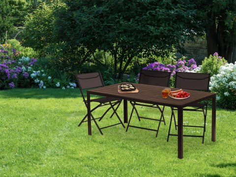 Stół Ogrodowy 6-Osobowy 156x78 Cm Polywood Meble Na Taras Brązowy Multigarden