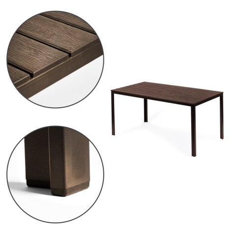 Stół Ogrodowy 6-Osobowy 156x78 Cm Polywood Meble Na Taras Brązowy Multigarden