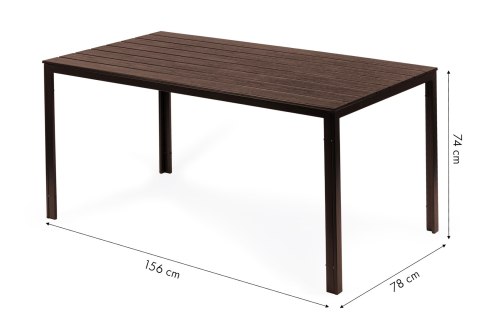 Stół Ogrodowy 6-Osobowy 156x78 Cm Polywood Meble Na Taras Brązowy Multigarden