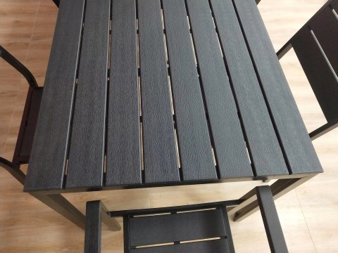Stół Ogrodowy 6-Osobowy 156x78 Cm Polywood Meble Na Taras Czarny Multigarden