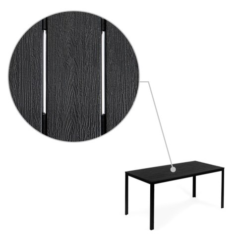 Stół Ogrodowy 6-Osobowy 156x78 Cm Polywood Meble Na Taras Czarny Multigarden