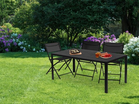 Stół Ogrodowy 6-Osobowy 156x78 Cm Polywood Meble Na Taras Czarny Multigarden