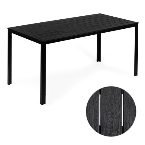 Stół Ogrodowy 6-Osobowy 156x78 Cm Polywood Meble Na Taras Czarny Multigarden
