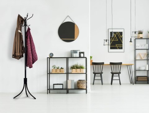 Wieszak Stojący 16 Haków Na Ubrania Metal Czarny Modernhome