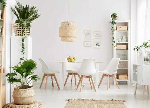 Zestaw 4 Krzeseł Krzesło Do Salonu Jadalni Z Poduszką Białe Modernhome