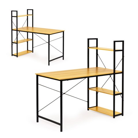 Biurko Komputerowe Drewniane Regał Z Półkami Loft