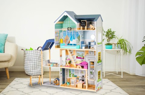 Domek Dla Lalek Duży Drewniany 138 Cm Rezydencja Maya 28 Elementow Ecotoys