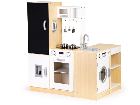 Drewniana Kuchnia Dla Dzieci Osobne Segmenty Xxl Tablica + Led Ecotoys