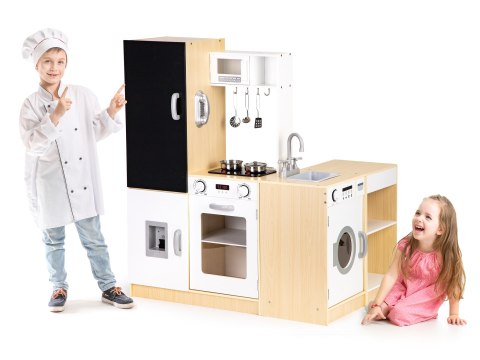 Drewniana Kuchnia Dla Dzieci Osobne Segmenty Xxl Tablica + Led Ecotoys
