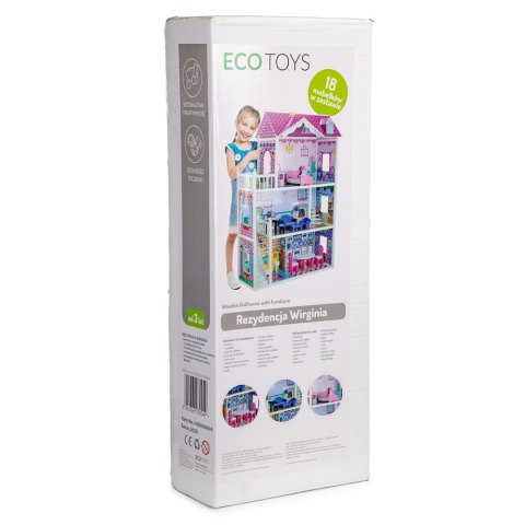 Drewniany Domek Dla Lalek Xxl Z Mebelkami Ecotoys
