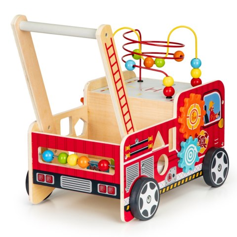 Drewniany Pchacz Edukacyjny Z Klockami Dla Dzieci Straż Pożarna Ecotoys
