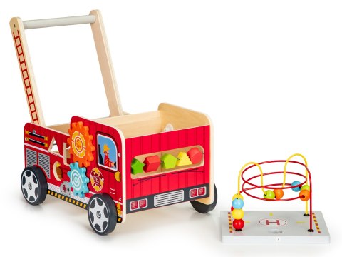 Drewniany Pchacz Edukacyjny Z Klockami Dla Dzieci Straż Pożarna Ecotoys