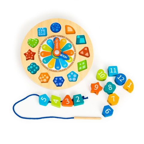 Drewniany Zegar Sorter Edukacyjny 3w1 Świecący Ecotoys