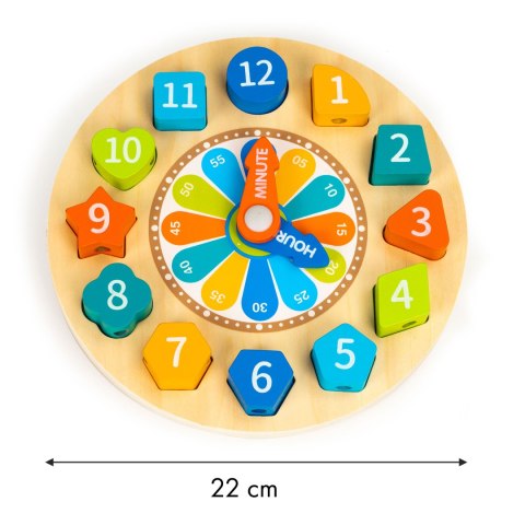 Drewniany Zegar Sorter Edukacyjny 3w1 Świecący Ecotoys