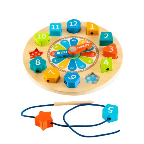 Drewniany Zegar Sorter Edukacyjny 3w1 Świecący Ecotoys