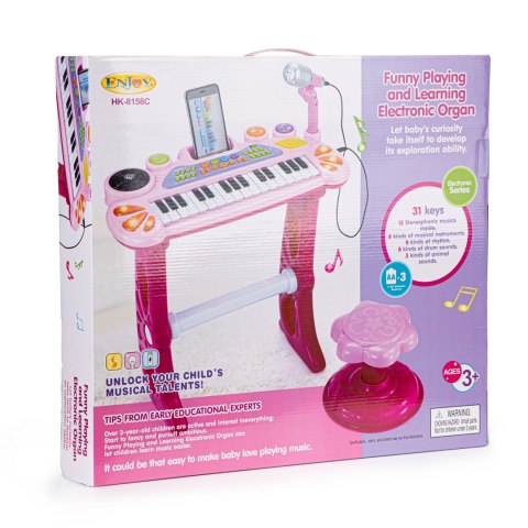 Keyboard Organki Pianinko Z Mikrofonem Mp3 Różowe