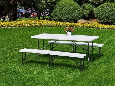 Stół Cateringowy 180 Cm Składany W Walizkę Biały Multigarden