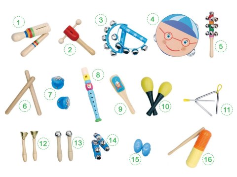 Zestaw Muzyczny 16 Instrumentów Dla Dzieci + Torba Ecotoys