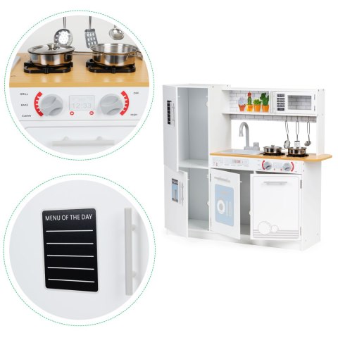 Drewniana Kuchnia Dla Dzieci Światło Led + Garnki Ecotoys
