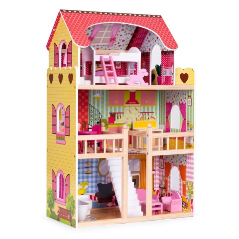 Drewniany Domek Dla Lalek Mebelki 3 Piętra Ecotoys