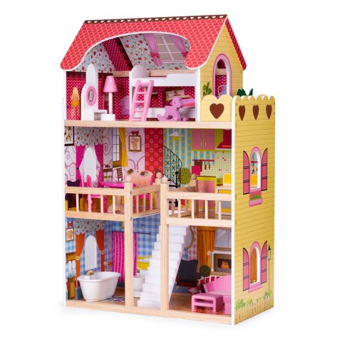 Drewniany Domek Dla Lalek Mebelki 3 Piętra Ecotoys