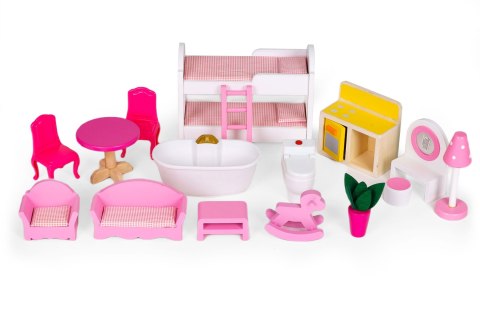 Drewniany Domek Dla Lalek Mebelki 3 Piętra Ecotoys