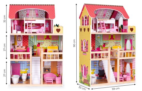 Drewniany Domek Dla Lalek Mebelki 3 Piętra Ecotoys