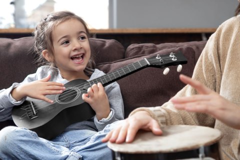 Gitara Ukulele Dla Dzieci Drewniana 4 Struny Nylonowe Ecotoys
