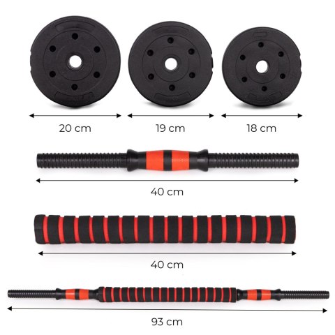 Hantle Regulowane 2x10 Kg Sztanga Zestaw 20 Kg Gryf Movepro
