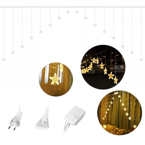 Lampki Gwiazdki Światełka Świąteczne Wiszące Kurtyna 4m 136 Led