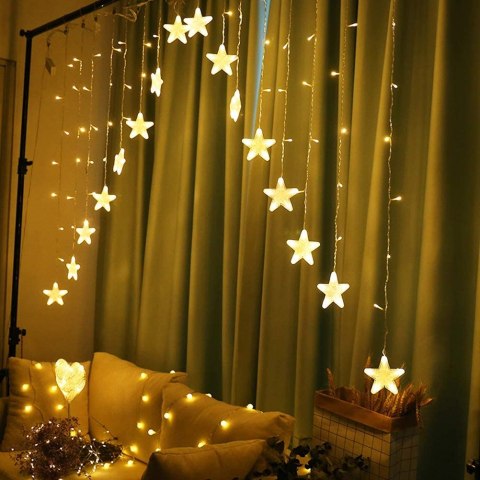 Lampki Gwiazdki Światełka Świąteczne Wiszące Kurtyna 4m 136 Led