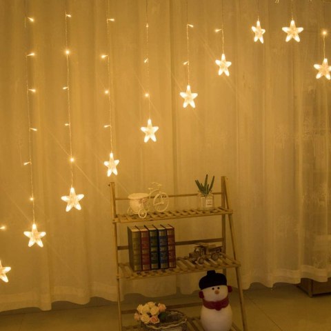 Lampki Gwiazdki Światełka Świąteczne Wiszące Kurtyna 4m 136 Led