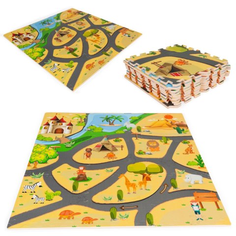Mata Piankowa Dla Dzieci Puzzle Safari 9el 93x93cm Ecotoys