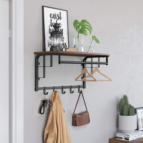 Półka Z Wieszakami Na Ubrania Drewniana Loft