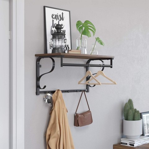 Półka Z Wieszakami Na Ubrania Drewniana Loft