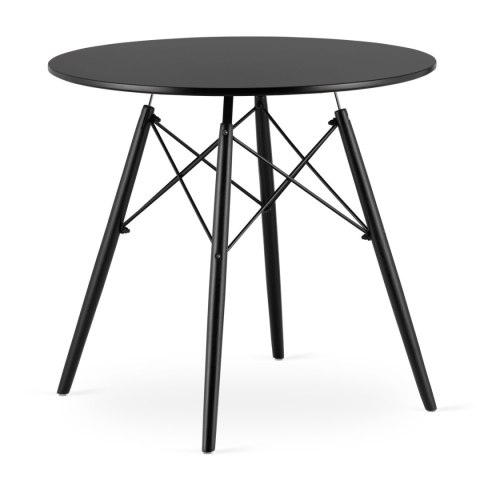 Stół Okrągły 80cm Drewniany Nowoczesny - Czarny / Czarne Nogi 80cm