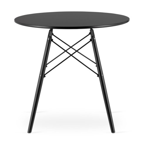 Stół Okrągły 80cm Drewniany Nowoczesny - Czarny / Czarne Nogi 80cm