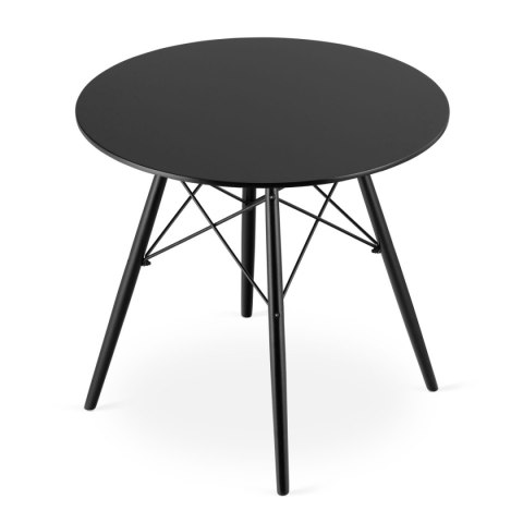 Stół Okrągły 80cm Drewniany Nowoczesny - Czarny / Czarne Nogi 80cm