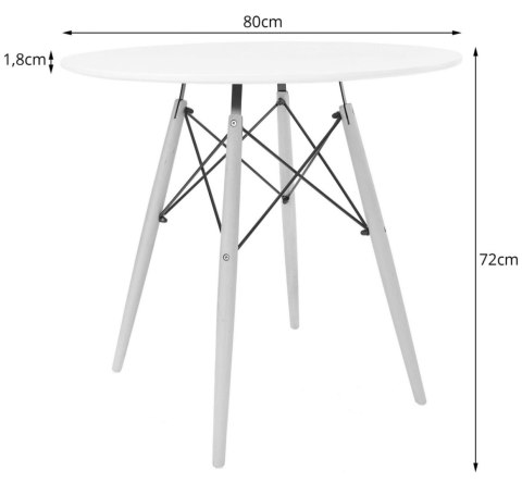 Stół Okrągły 80cm Drewniany Nowoczesny - Czarny / Czarne Nogi 80cm