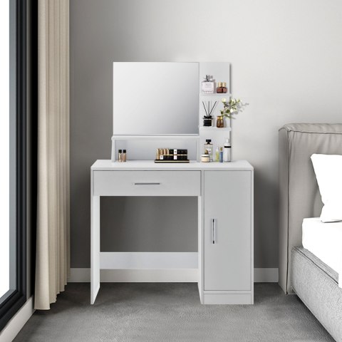 Toaletka Kosmetyczna Z Lustrem Nowoczesna Biała Modernhome