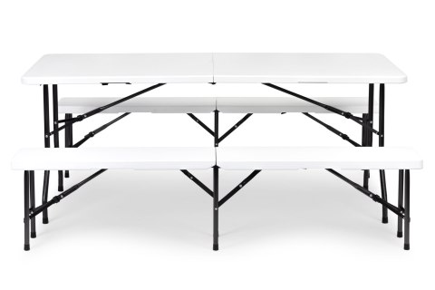 Zestaw Cateringowy Stół Bankietowy 180 Cm 2 Ławki Biały Multigarden