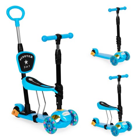Hulajnoga Trójkołowa Balansowa Led 3w1 Świecące Kółka - Niebieska Ecotoys