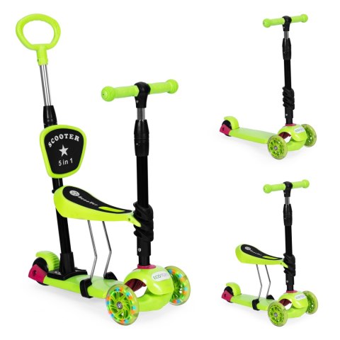 Hulajnoga Trójkołowa Balansowa Led 3w1 Świecące Kółka - Zielona Ecotoys