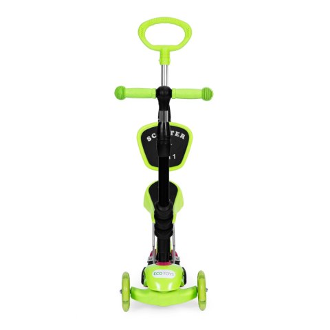 Hulajnoga Trójkołowa Balansowa Led 3w1 Świecące Kółka - Zielona Ecotoys