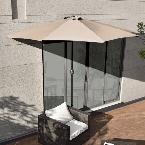 Parasol Ogrodowy Pół-Parasol Ścienny Na Taras 2,7 M Beżowy Multigarden