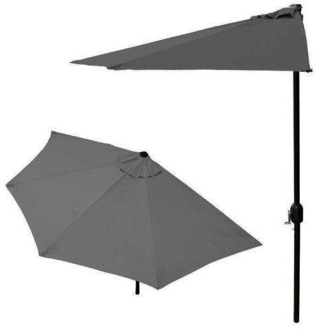 Parasol Ogrodowy Pół-Parasol Ścienny Na Taras 2,7 M Szary Multigarden