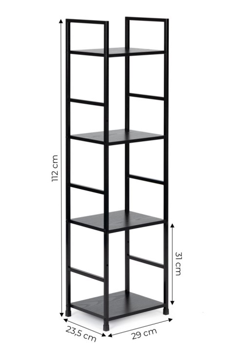 Regał Drewniany Nowoczesny Metalowa Rama Loft 4 Półki Czarny Modernhome